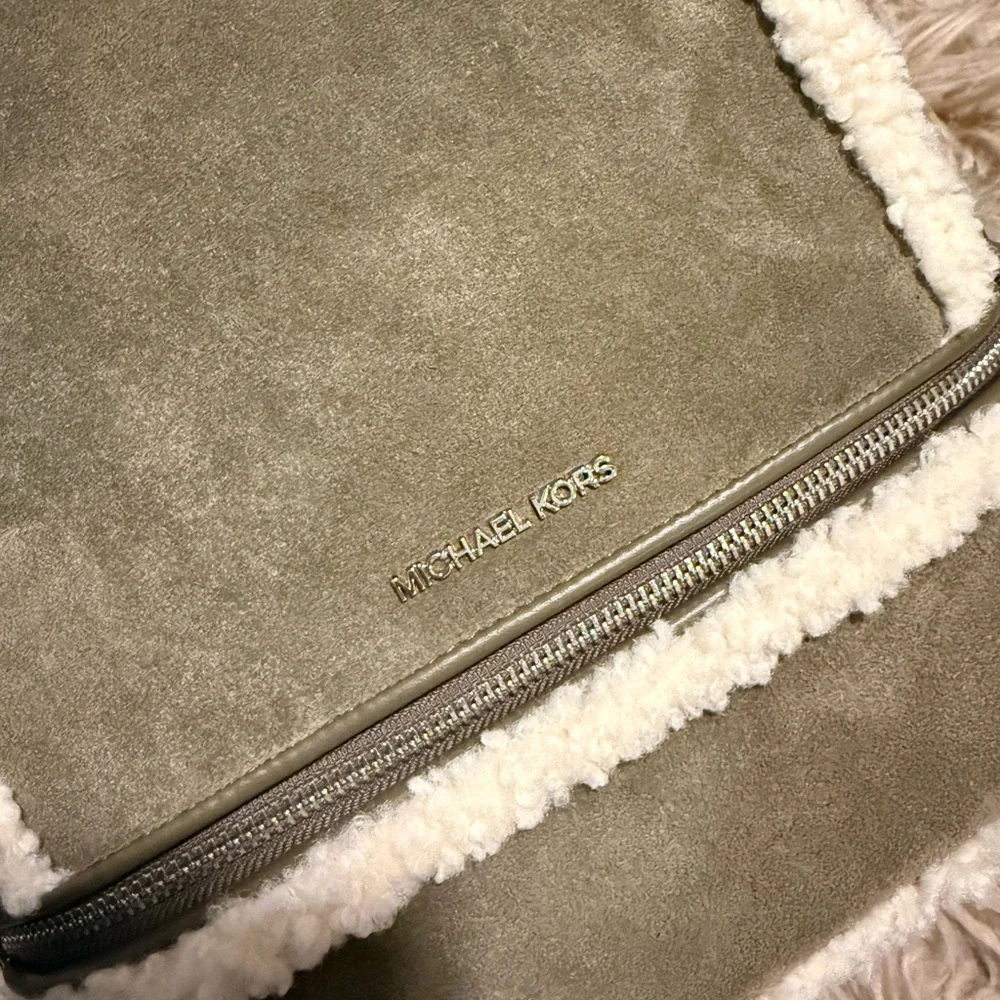 Michael Kors Olive Backpack with White Trim NWT